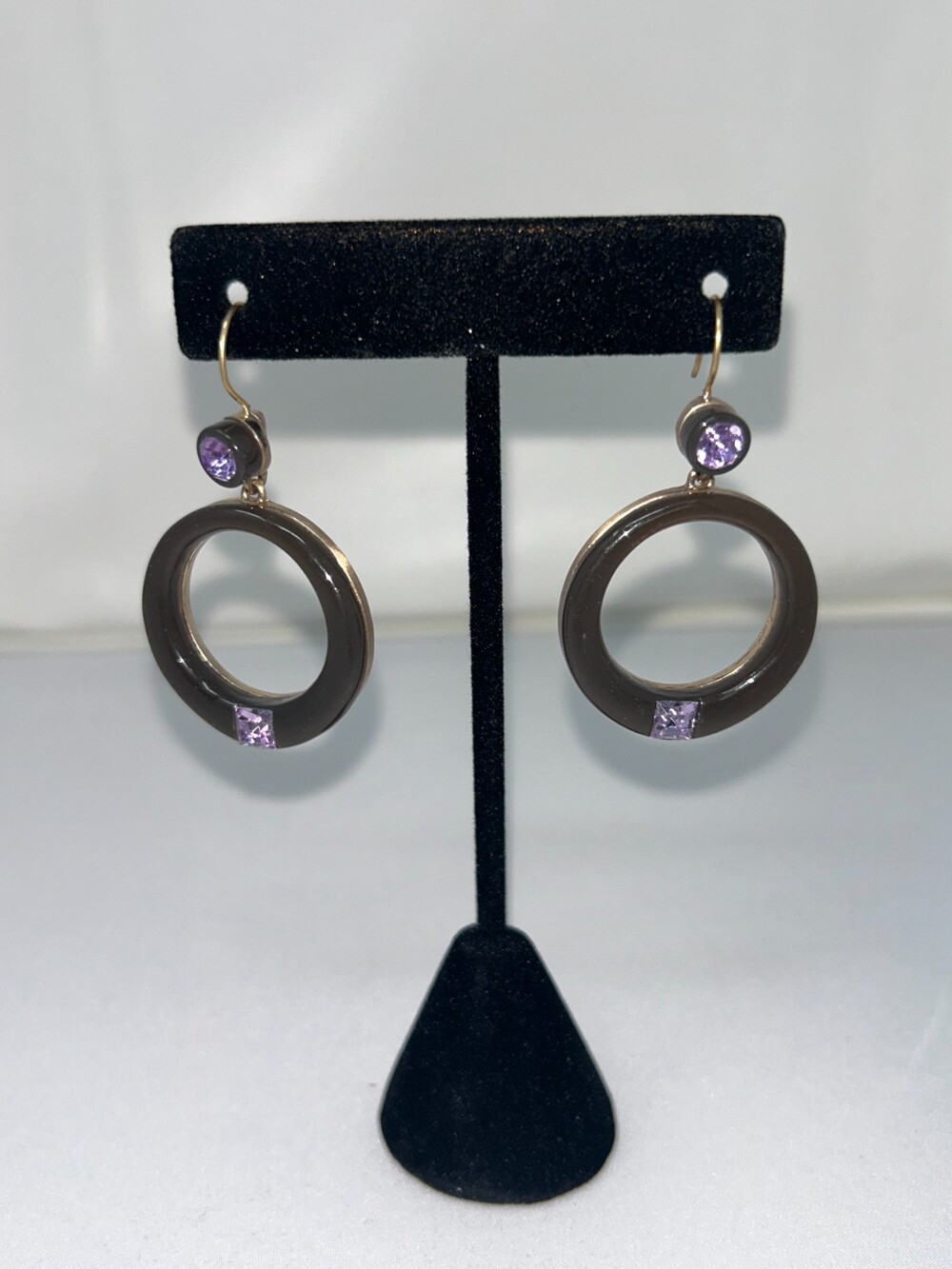Vintage Purple Circle Drop dangle earrings